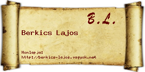 Berkics Lajos névjegykártya